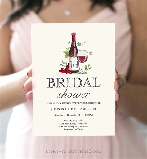 Editable Wine Bridal Shower Invitation Rustic Winery Cheers To Etsy