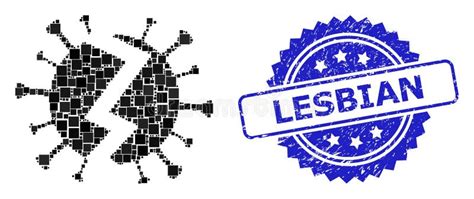 Textured Lesbian Seal And Square Dot Mosaic Broken Virus Stock Vector