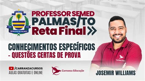 Semed Palmas To Conhecimentos Espec Ficos Quest Es Certas De Prova