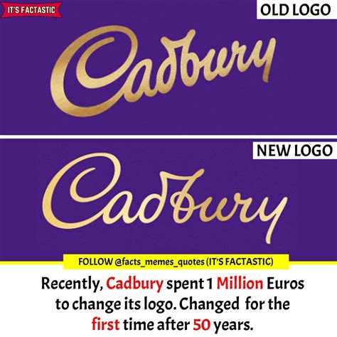 Cadbury Change it's logo after 50 years | Memes quotes, 50 years, Facts