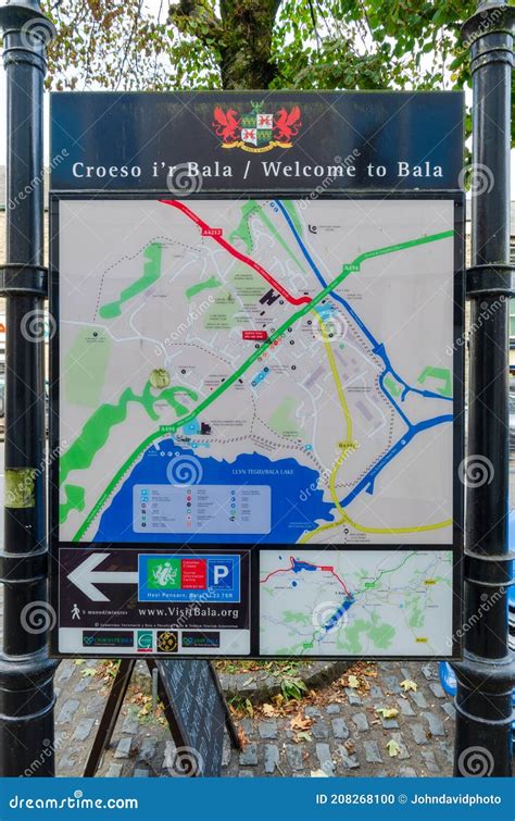 map   points welcomes visitors  bala editorial image image  navigation guidance