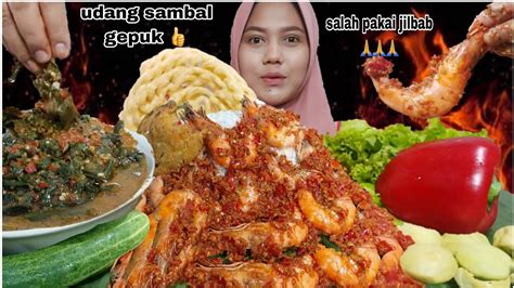 Udang Sambal Gepuk Tumis Genjer Jengkol Muda Lalapan Mentah Asmr