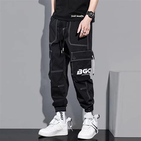 Cal As Da Carga Dos Homens De Trem Hip Hop Preto Jogger Sweatpants