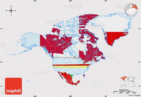 Flag Map of North America