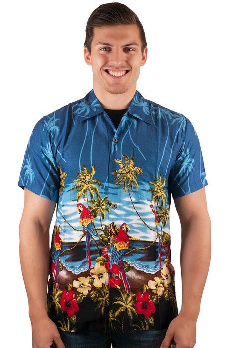 Hawaii Hemd Mit Papageien Und Palmen Retro Look