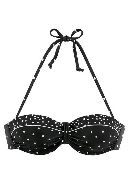 LASCANA Bügel Bandeau Bikini Top Leona schwarz weiß Cup A 32