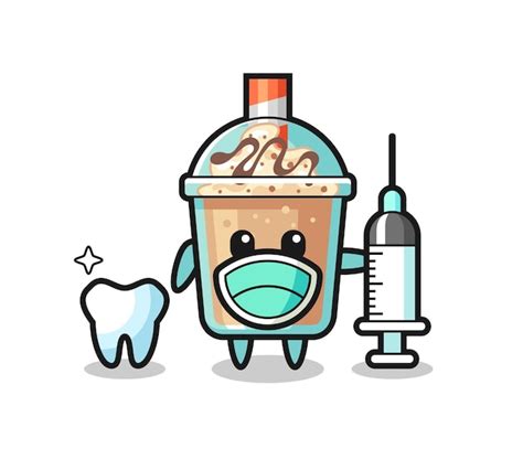 Premium Vector Mascot Character Of Milkshake As A Dentist