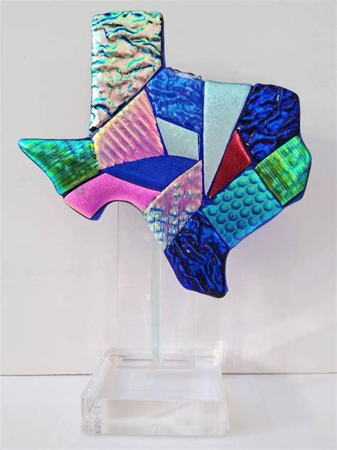 Buy Texas Map Art Glass Desk Sculpture Large 7 inch Gifts from Texas