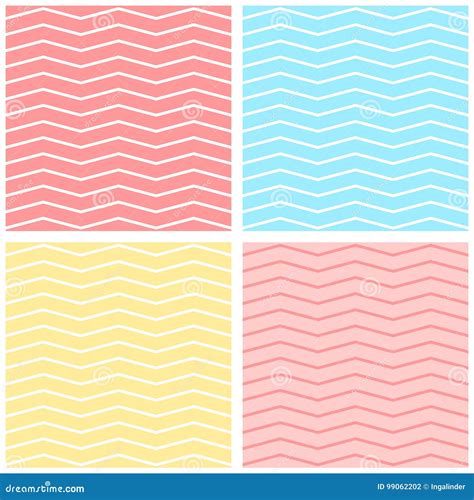 Pastel Vector Tile Pattern Zig Zag Set Stock Vector Illustration Of