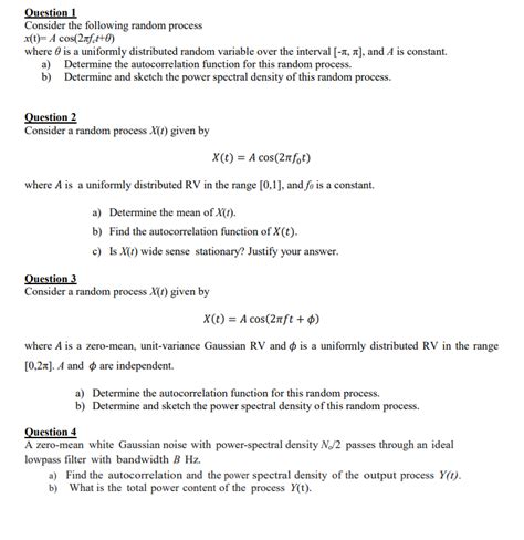 Solved Question Consider The Following Random Process Chegg