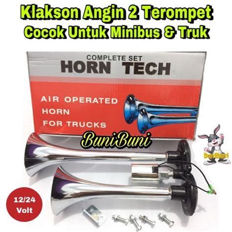 Jual Klakson Angin 2 Corong Terompet Air Horn Komplit Otomatis Untuk