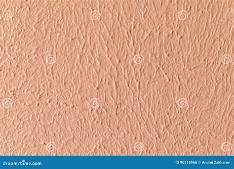 Wall Papered And Painted With Paint Beige Or Apricot Color Stock Photo