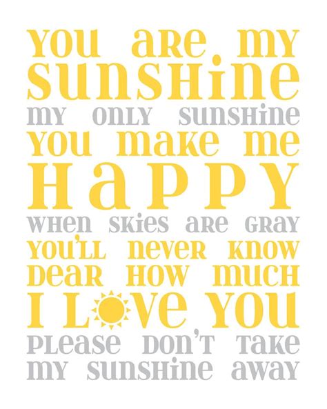 You Are My Sunshine Nursery Art Decor / Subway Art Print | Etsy