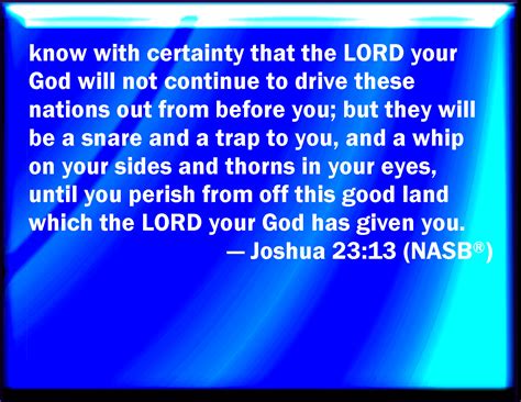 Joshua 23:13 Know for a certainty that the LORD your God will no more ...