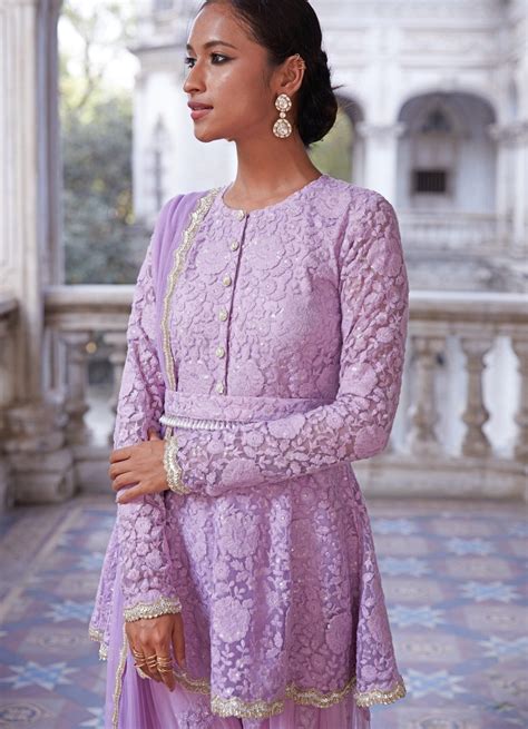 Lilac Kurta Sharara Set Renee Label Fabilicious Fashion