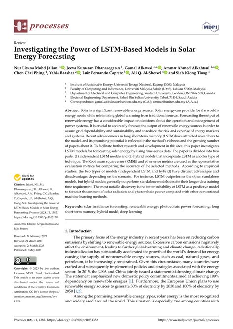 Pdf Investigating The Power Of Lstm Based Models In Solar Energy