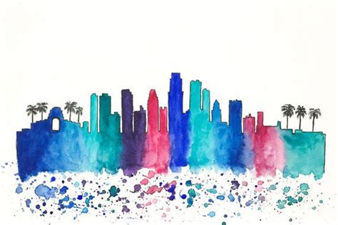 Los Angeles Skyline Painting at PaintingValley.com | Explore collection ...