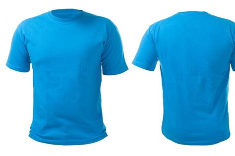 Blue T Shirt Mock Up Front View Isolated On White Plain Blue Shirt
