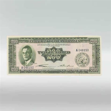 PHILIPPINES 200 Peso English Series Banknote Quirino Etsy