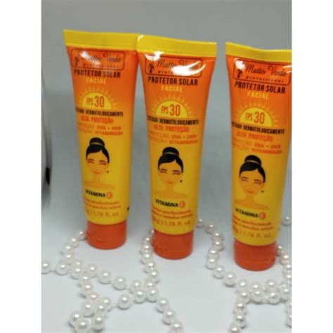 KIT 3 Protetor Solar Facial FPS 30 Matto Verde Bisnaga 50g Shopee