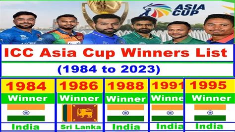 ICC Asia Cup Winners List From 1984 To 2023 Asiacupwinner2023