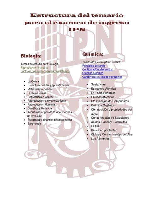 Estructura Del Temario Para El Examen De Ingreso Ipn Pdf Geometría Analítica Geometría