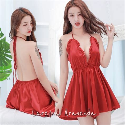 Jual Lareyna Aravenda Hot Lingerie Jumbo Sutra Babydoll Neck Tie LG129 Shopee Indonesia