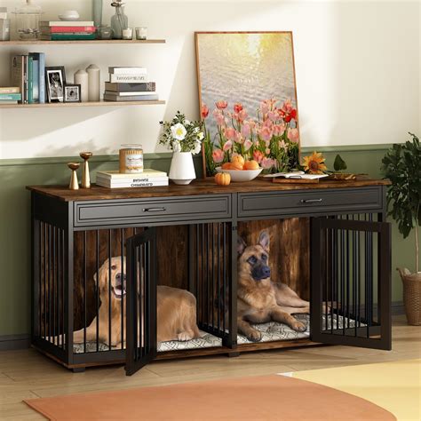 Amazon.com: MOOLIVE Upgraded Large Double Dog Crate Furniture, 72.4