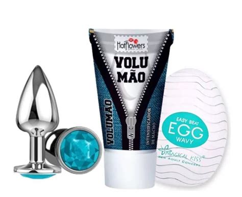 Kit Plug Anal Dilatador P Gel Excitante Masculino Volum O Egg