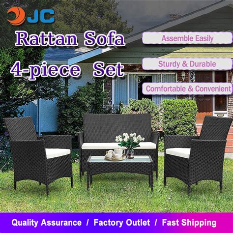 Jc Patio Furniture 4 Pieces Tables And Chairs Sets Outdoor Wicker