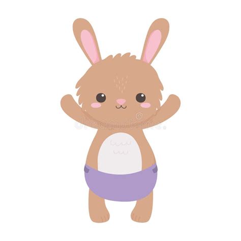 Baby Shower Cute Little Bunny With Diaper Animal Cartoon Celebration