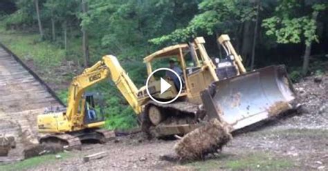 Steep Slippery Slope For A Dozer And Excavator