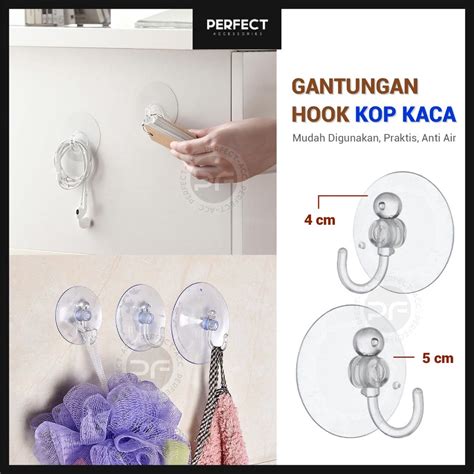 Jual Kop Kaca Tempel 4Cm 5Cm Gantungan Baju Kain Lap Cantelan Hook