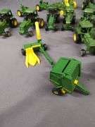 LOT OF MISC JOHN DEERE MINIATURE TRACTORS AND ATTACHMENTS EK