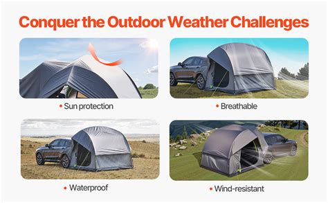 SUV Camping Tent Outdoor SUV Tent with 2 Doors Waterproof for 5-8 ...