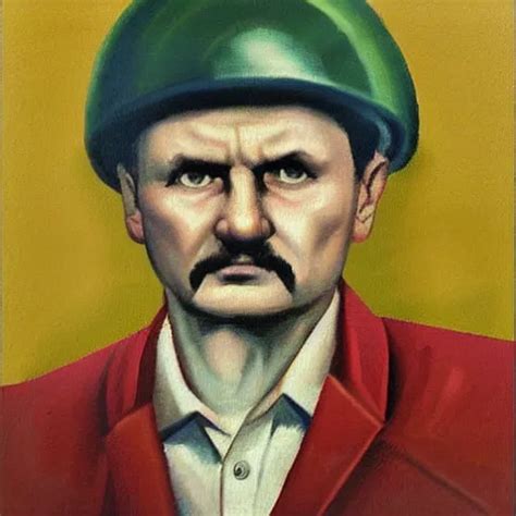 A Soviet Propaganda Painting Of Jaros Aw Kaczynski Stable Diffusion