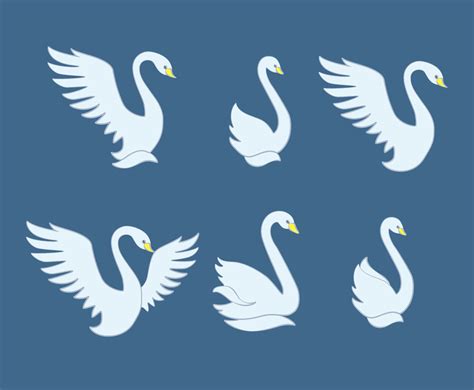 Swan Vector Set Vector Art And Graphics