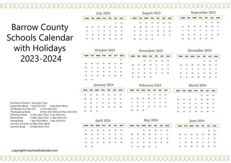 Barrow County Schools Calendar Us School Calendar