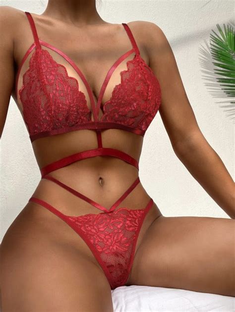 Shein Floral Lace Cut Out Lingerie Set B A Hika Baba