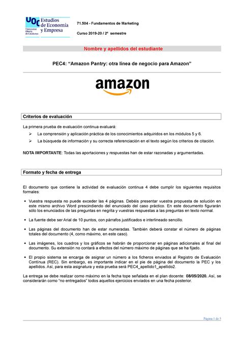 PEC4 Enunciado 71 Fundamentos de Marketing Curso 2019 20 2º