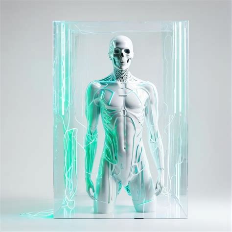 premium photo plastic model  human   glass case