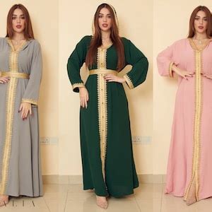 Royal Moroccan Dubai Kaftan Abaya Maxi Hood Jubah Zari Etsy