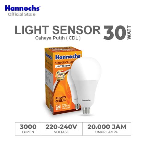 Jual Hannochs Lampu Bohlam LED Light Sensor Sensor Cahaya 30W Cahaya