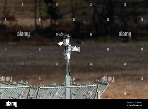 Cctv Cameras Mounted On Pole Base Hidden In Forest Secured Location