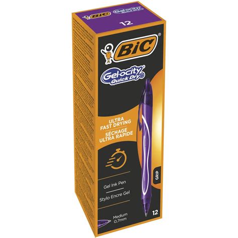 Bic Gel Ocity Quick Dry Bol Grafos De Gel Punta Media Mm Morado