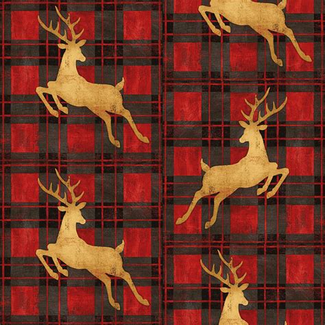 RTC Cotton Christmas Buffalo Check Reindeer Fabric Per Yard Walmart