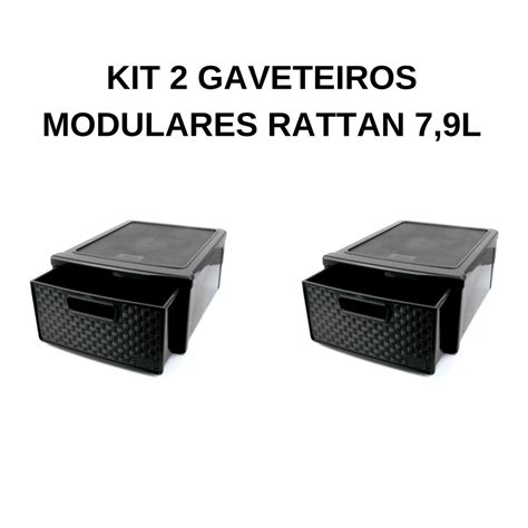 Kit Organizador 2 Gaveteiros Modular Rattan 7 9L Shopee Brasil