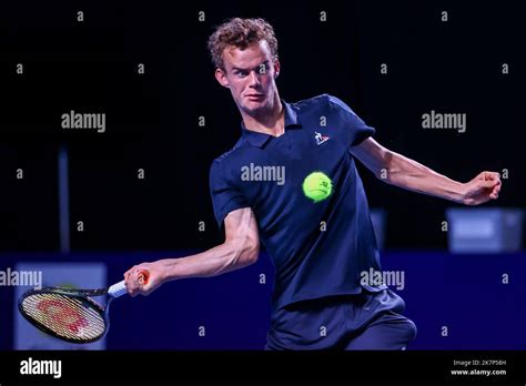 French Luca Van Assche Pictured In Action During The Men S Singles