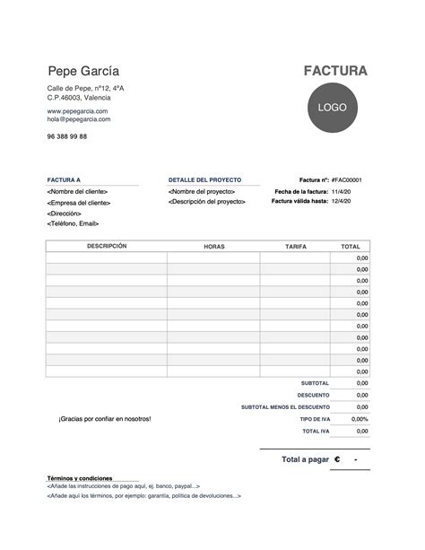 Plantillas De Factura Gratis Para Descargar Modelo Excel Y Word