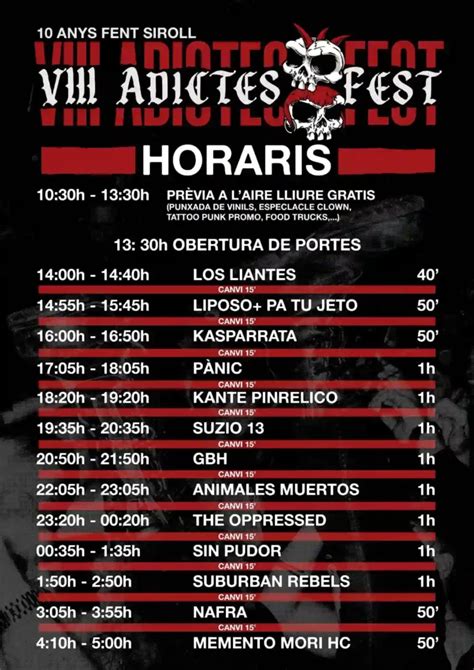 Horarios de la octava edición del Adictes Fest The sound of the embryo